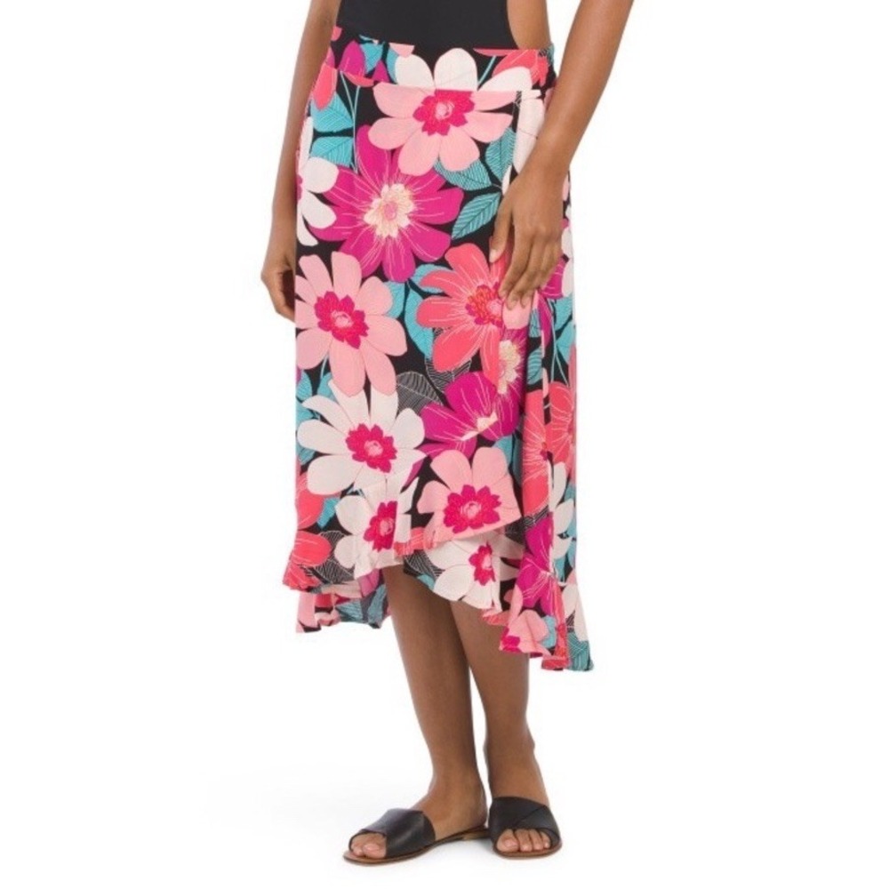 La Blanca Resortwear Full Bloom Faux Wrap Skirt Coverup Size Small NWT‎